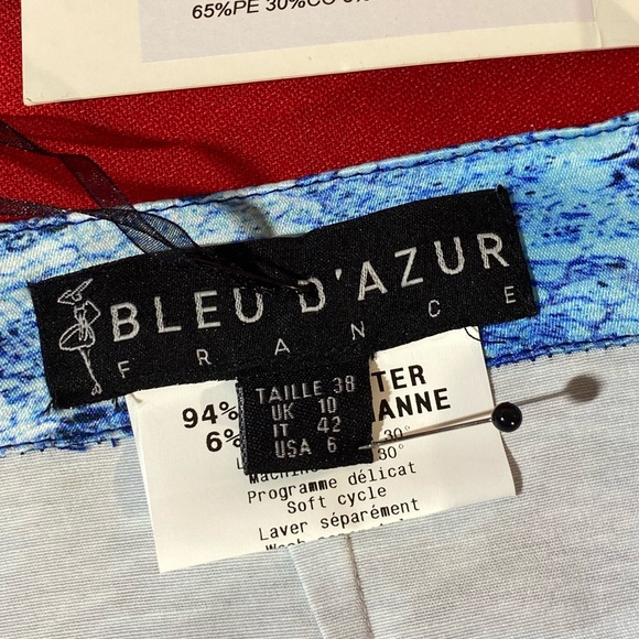 BLUE D’AZUR skirt stretchy white blue snake 6 - Picture 10 of 10
